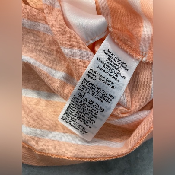 NWOT J. Crew Size L Coral Stripe Slub Tee Shirt Crew Neck Short Sleeve L - Picture 11 of 11